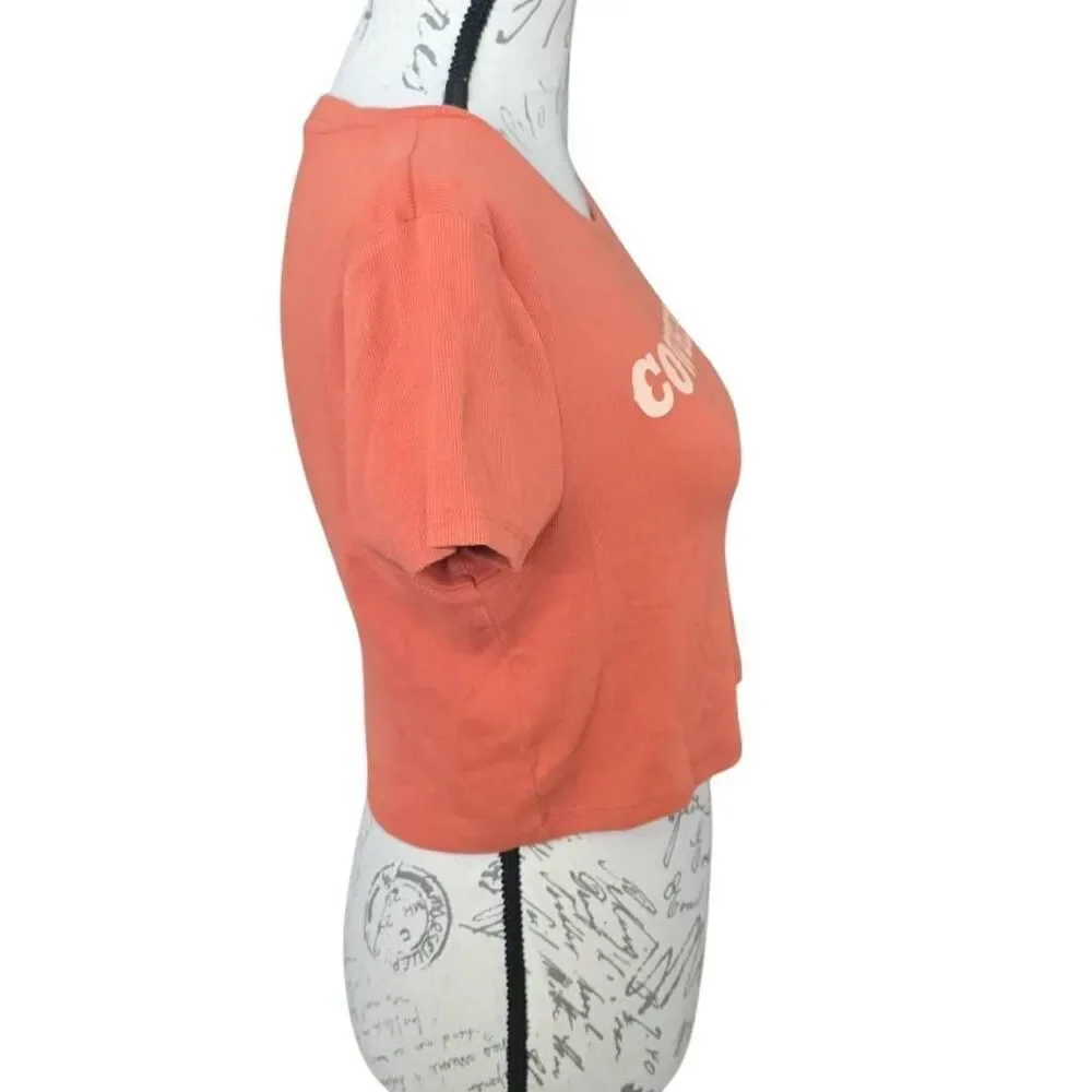 Aeropostale Women's Size XL Orange Ribbed Cowgirl Soft Cropped Baby Tee